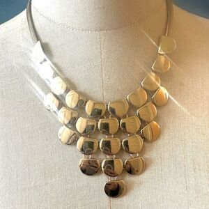 Express Gold Plated Multi Tier Bib Statement Necklace